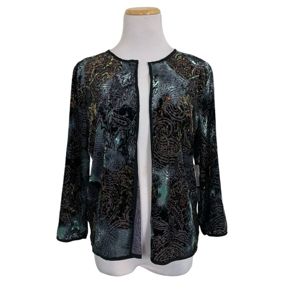 NWT Lularoe Elegant Stella Bolero Velvet Burnout Jacket Open Front Paisley - Picture 1 of 15